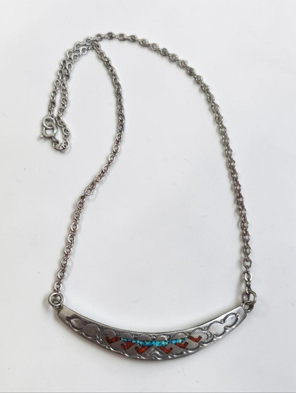 Vintage Sterling Navajo Nakai Necklace - Picture 3 of 15